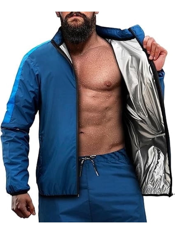 Sauna Suit Weight Loss, Full Body Sweat Heat Suit, Anti Rip Long Sleeves Tracksuit, Boxing MMA Slimming Gym Fitness Running Workout Zipper Jacket, Top Trouser Set Men Women