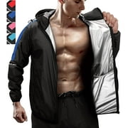 RDX Sauna Suit Weight Loss, Full Body Sweat Heat Suit with Hood, Anti Rip Silver Back Long Sleeves Tracksuit, Boxing MMA Slimming Gym Fitness Running Workout Zipper Jacket, Men Women Top Trouser Set