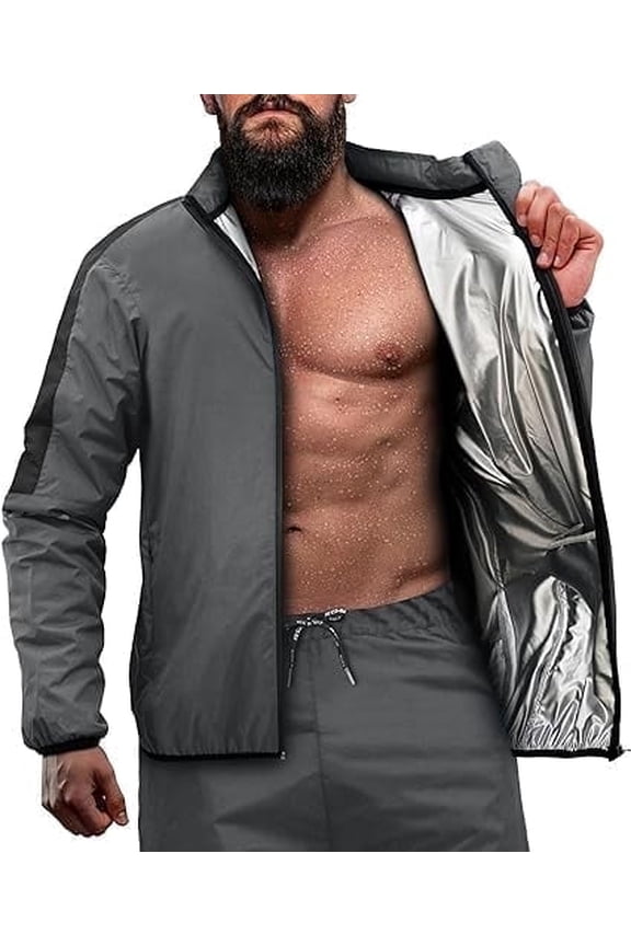 Sauna Suit Weight Loss, Full Body Sweat Heat Suit, Anti Rip Long Sleeves Tracksuit, Boxing MMA Slimming Gym Fitness Running Workout Zipper Jacket, Top Trouser Set Men Women