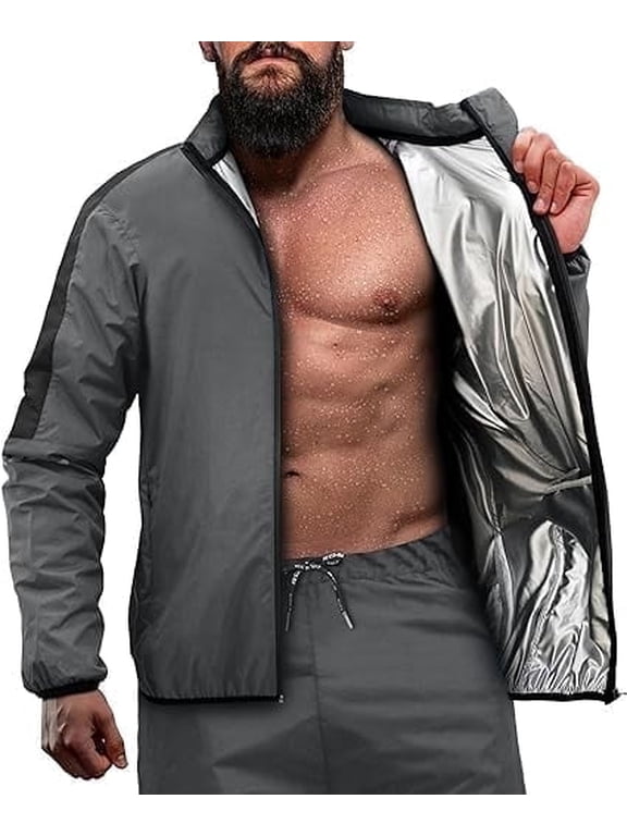 Sauna Suit Weight Loss, Full Body Sweat Heat Suit, Anti Rip Long Sleeves Tracksuit, Boxing MMA Slimming Gym Fitness Running Workout Zipper Jacket, Top Trouser Set Men Women