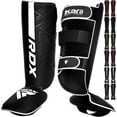 thumbnail image 1 of RDX Shin Guards for Kickboxing, Muay Thai, MMA Fighting and Training Pads, Maya Hide Leather KARA Instep Foam Protection, Leg Foot Protector for Martial Arts, Sparring, BJJ and Boxing Gear, 1 of 8