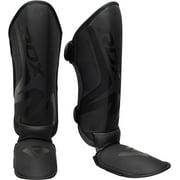 RDX Shin Guards for Muay Thai, Kickboxing, MMA, Maya Hide Leather Instep Leg Protector Foam Pads, Black, Medium