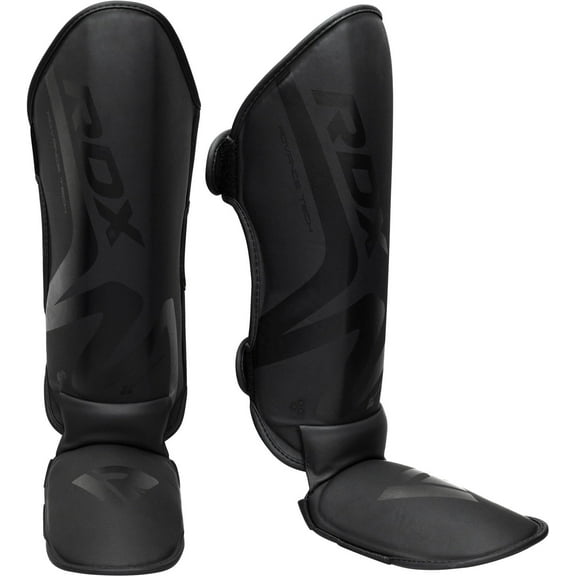 RDX Shin Guards for Muay Thai, Maya Hide Leather Instep Leg Protector Foam Pads, Black, Large