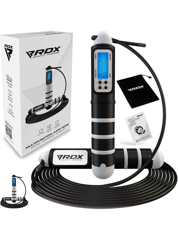 RDX Skipping Rope Digital with Smart Calorie Counter, 10.3FT Adjustable Tangle Free PVC Coated Steel Speed Jump Cable, ABS Grip Handles, Fat Burning Fitness Weight Loss HIIT Slimming Home Gym Workout
