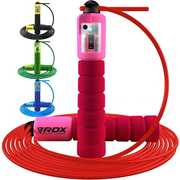 RDX Skipping Rope for Kids with Automatic Counter, 10.3FT Adjustable Tangle-Free PVC Speed Jumping Cable, Anti-Slip Foam Handles, Pink