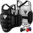 thumbnail image 1 of "RDX TKD Chest Guard MMA Body Protector – Reversible Black/White Rib Shield Armor for Taekwondo, Karate, Kickboxing, Sparring & Martial Arts Training, Lightweight Protective Gear, L/XL", 1 of 8