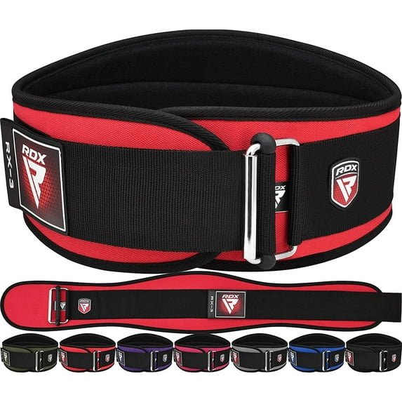 RDX Weight Lifting Belt, 6 Inch Curved Padded Back Lumbar Support, Functional Fitness Strength Training, Core Exercise Workout Bodybuilding Powerlifting Deadlifts Squats, Home Gym Equipment