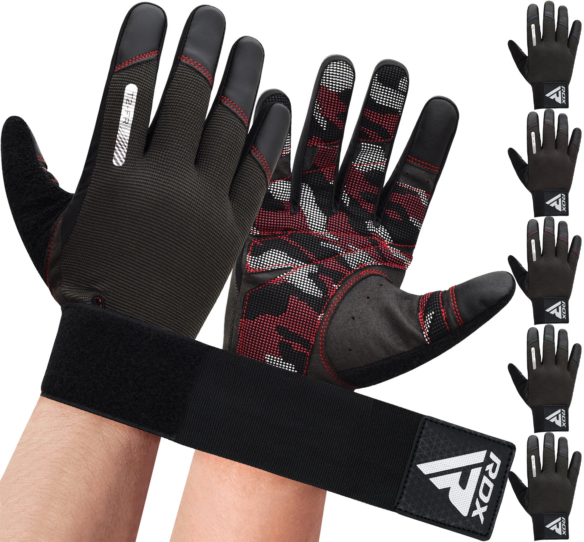 RDX Weight Lifting Gloves for Gym Full Finger Padded Gym Gloves Breathable Anti Slip Men Women Home Fitness Workout Gloves Red Medium
