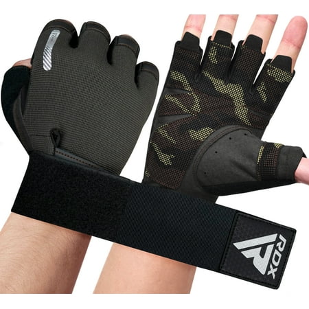 RDX Weight Lifting Gloves Fitness Bodybuilding Training Cycling Gym Equipment Brown Medium