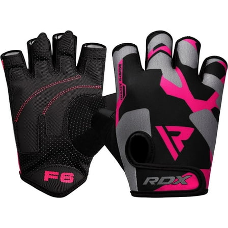 RDX Fingerless Weight Lifting Gloves Gym Workout Gloves for Men Bodybuilding Breathable Powerlifting Wrist Support Padded Palm Training Exercise, Pink, M