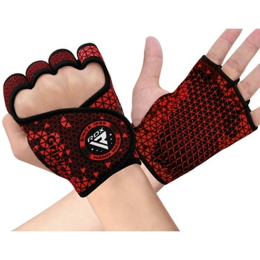 RDX Ventilated Men and Women Fingerless Neoprene Red Weight Lifting Gloves, L/XL
