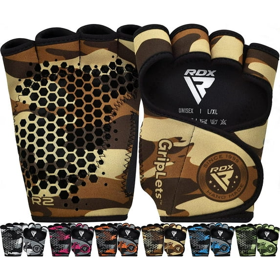 RDX Weight Lifting Gloves Grips, Gym Fitness Workout, Anti Slip Ventilated Open Back Gripper, Strength Training HIIT Exercise Deadlift, Men Women Cycling Rowing Climbing Hanging Pull Ups Gymnastics