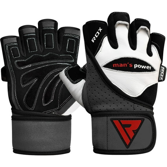 RDX Weight Lifting Gloves, White/Black, Small