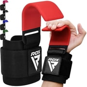 RDX Weight Lifting Hooks Straps Pair, Non-Slip Rubber Coated Grip, 7mm Neoprene Padded Wrist Support Powerlifting Deadlift Pull Up Fitness Strength Training Wra