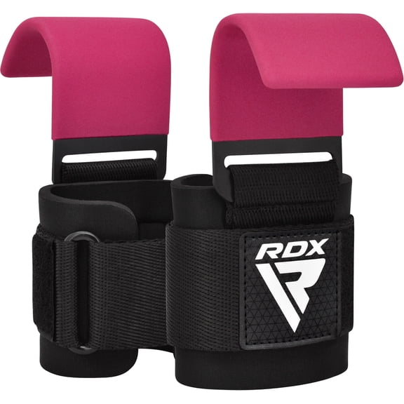 RDX Weight Lifting Hooks Straps Pair, Non-Slip Rubber Coated Grip, 7mm Neoprene Padded Wrist Support Powerlifting Deadlift Pull Up Fitness Strength Training Wrap, Gym Bodybuilding, Workout