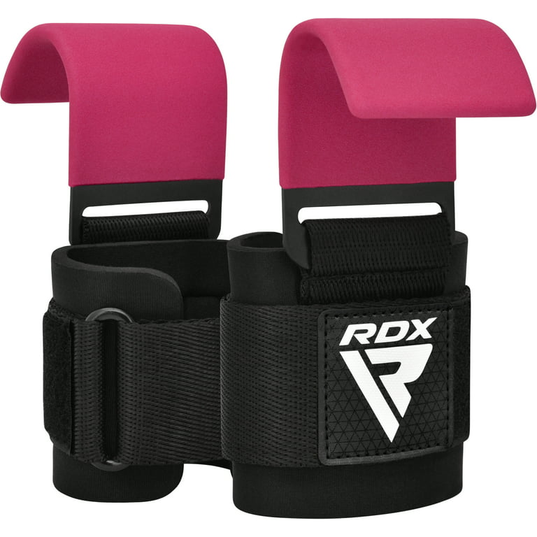 RDX Weight Lifting Hooks Straps Pair, Non-Slip Rubber Coated Grip, 7mm Neoprene Padded Wrist Support Powerlifting Deadlift Pull Up Fitness Strength