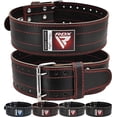 thumbnail image 1 of RDX Weight Lifting Powerlifting Belt, 6mm Thick Cowhide Leather, 4 Inch Back Lumbar Support, 12 Adjustable Holes, Bodybuilding Strength Training, Exercise Fitness Workout Squats, Deadlifts, Red, L, 1 of 6