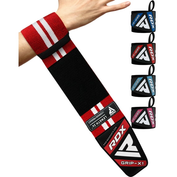 RDX Weight Lifting Wrist Support Wraps, Elasticated Straps for Strength Training, Powerlifting, Bodybuilding, Deadlifts, Gymnastics, Workout and Xfit Exercise