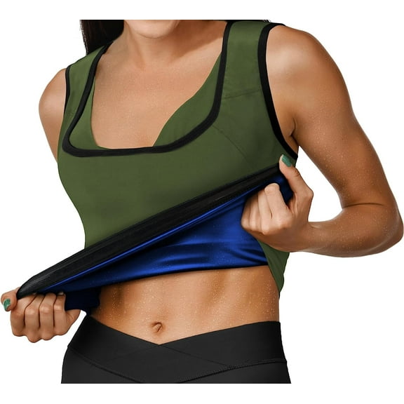 RDX Women’s Sauna Vest Heat Trapping Sweat Waist Trainer - REACH OEKO TEX 100 Certified Body Shaper - Weight loss Trimmer Hot Corset, Slimming Zipper Pullover - Gym Workout Fitness Tank Top