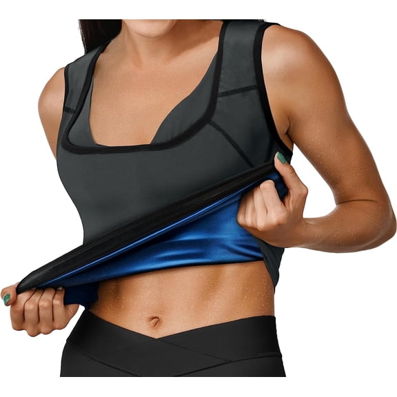 RDX Women’s Sauna Vest Heat Trapping Sweat Waist Trainer - REACH OEKO TEX 100 Certified Body Shaper - Weight loss Trimmer Hot Corset, Slimming Zipper Pullover - Gym Workout Fitness Tank Top