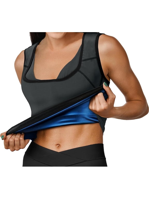 Women’s Sauna Vest Heat Trapping Sweat Waist Trainer - REACH OEKO TEX 100 Certified Body Shaper - Weight loss Trimmer Hot Corset, Slimming Zipper Pullover - Gym Workout Fitness Tank Top