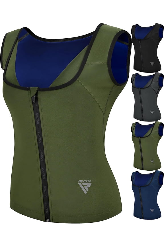 Women’s Sauna Vest Heat Trapping Sweat Waist Trainer - REACH OEKO TEX 100 Certified Body Shaper - Weight loss Trimmer Hot Corset Slimming Zipper Pullover - Gym Workout Fitness Tank Top