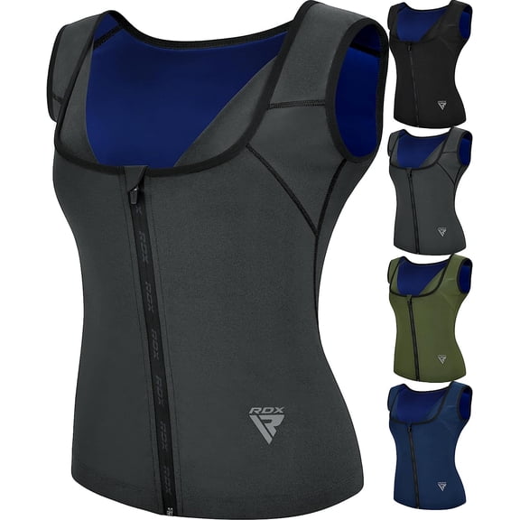 RDX Women’s Sauna Vest Heat Trapping Sweat Waist Trainer - REACH OEKO TEX 100 Certified Body Shaper - Weight loss Trimmer Hot Corset Slimming Zipper Pullover - Gym Workout Fitness Tank Top