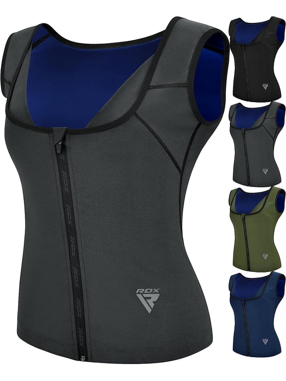 Women’s Sauna Vest Heat Trapping Sweat Waist Trainer - REACH OEKO TEX 100 Certified Body Shaper - Weight loss Trimmer Hot Corset Slimming Zipper Pullover - Gym Workout Fitness Tank Top