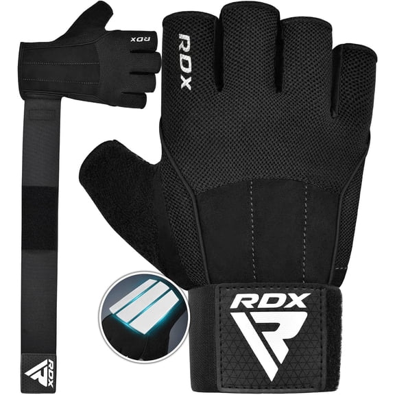 RDX Workout Gloves with, 15-Inch Long Support Strap Anti Slip Palm Protection, Weight Lifting, Powerlifting Deadlifting Bodybuilding Gym Fitness Exercise Training, Men Women