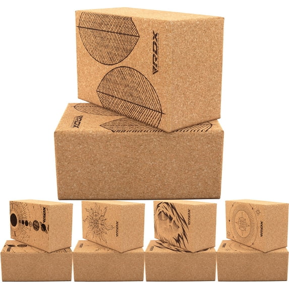 RDX Yoga Block Cork Set, Non-Slip High-Density Eva Foam, Easy Grip Surface for Stability Strength Training D3 22.5 x14.5x10.2CM