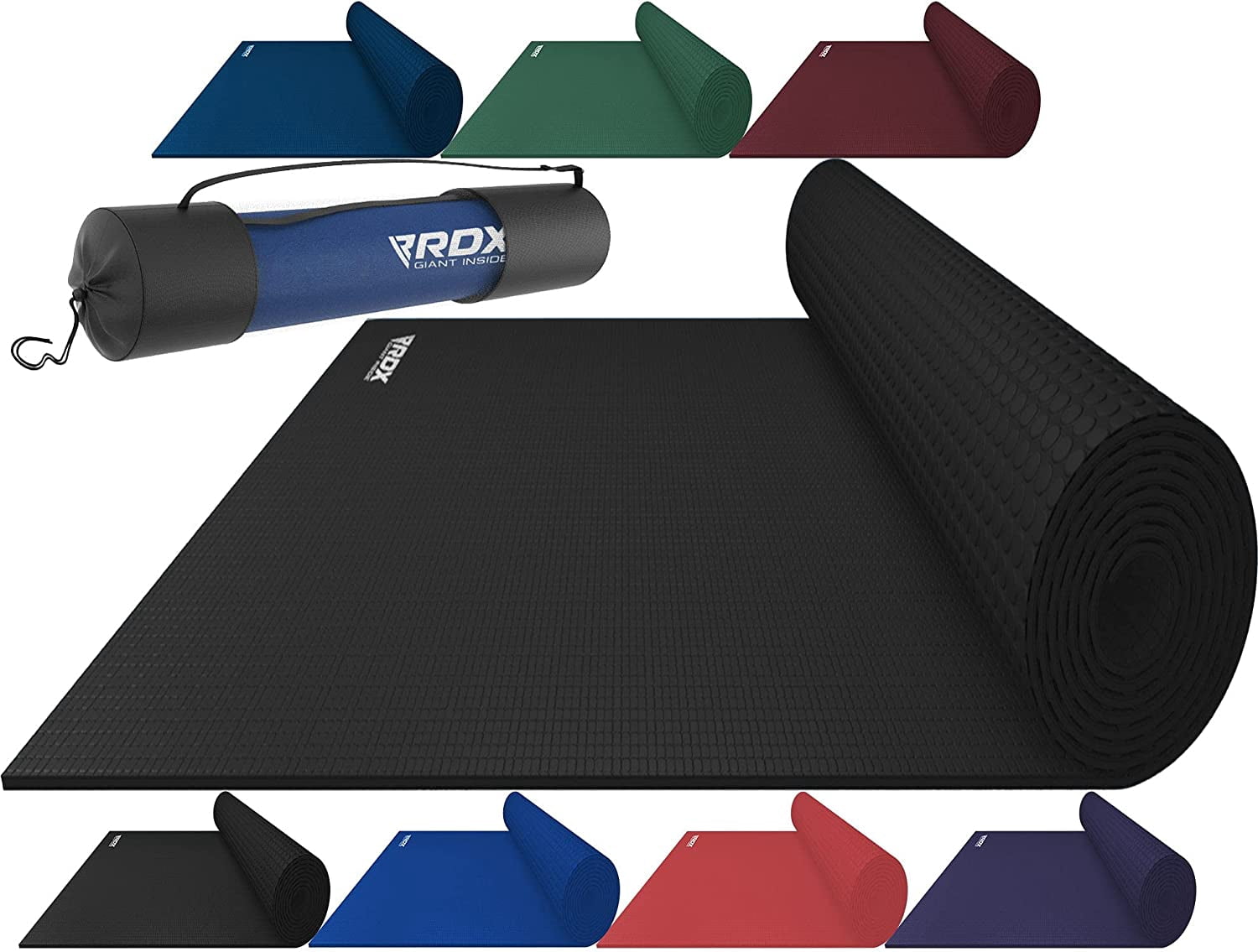 RDX Yoga Mat 6mm Thick with Straps and Carry bag, REACH RoHS Certified, 6P Latex Free, Eco Friendly Open Cell Non Slip Mats for Men Women, 183 x 61CM