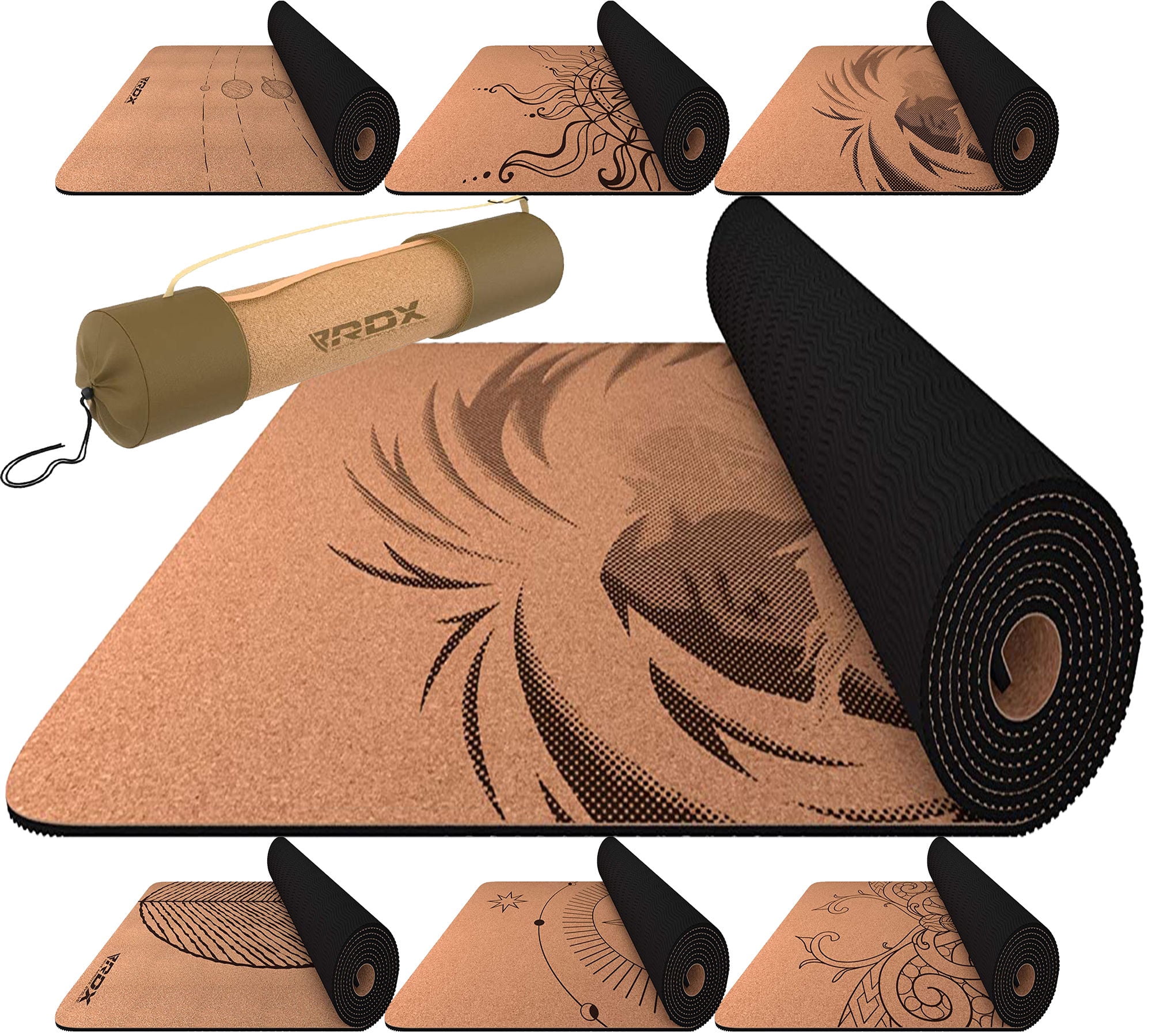 RDX Yoga Mat Cork with Carry Bag Straps, 6mm Thick AntiSkid Eco
