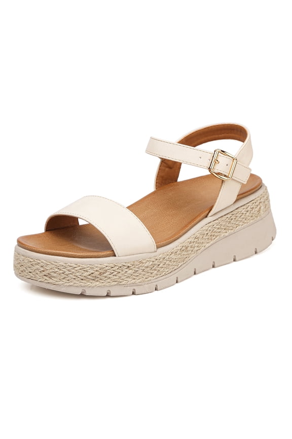 Womens Platform Espadrille Wedge Sandals Open Toe Adjustable Ankle Strap Comfortable Flatform Sandals
