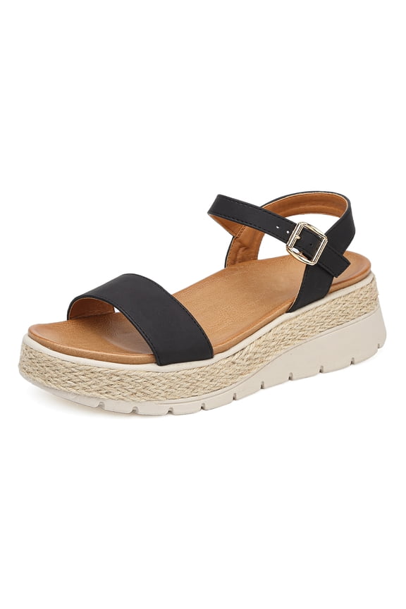 Womens Platform Espadrille Wedge Sandals Open Toe Adjustable Ankle Strap Comfortable Flatform Sandals