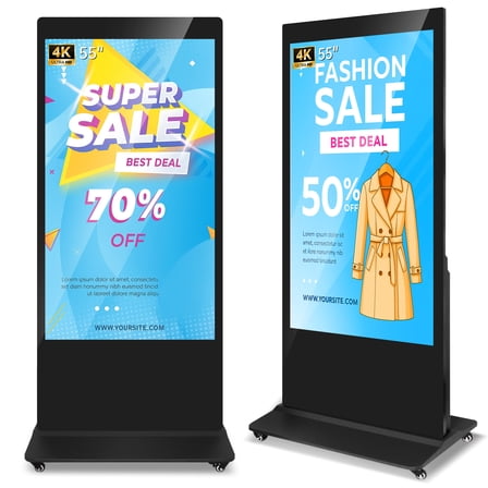 RDYMONKEY 55" Floor Standing Digital Kiosk - 4K UHD Android 11 Display, 24/7 Public-Safe, Custom Logo + 4YR Warranty