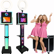 RDYMONKEY Photo Booth, RGB LED Ring Light & Music Sync Lightbox, Compatible with iPad & DSLR Camera, Custom Logo, with Flight/Honeycomb Case, for Weddings Parties Events