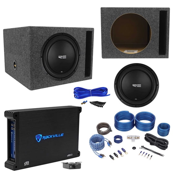 RE Audio SEX12D4 V2 SEXV2 12" 750W Subwoofer+Vented Box+Mono Amplifier+Amp Kit