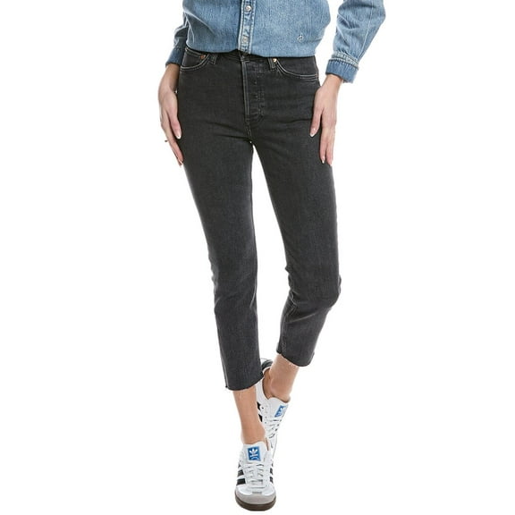 RE/DONE womens  90s Noir High-Rise Ankle Crop Jean, 23