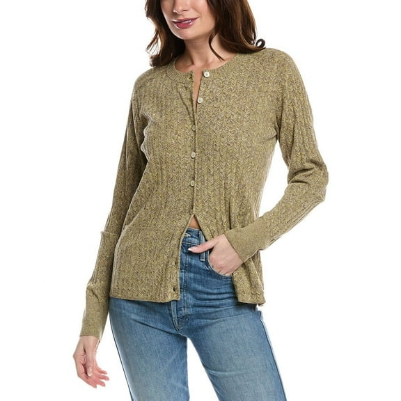 RE/DONE womens  Chevron Rib Cardigan, s, Green