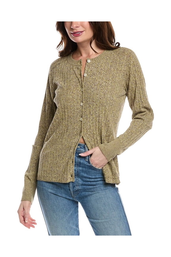 womens Chevron Rib Cardigan, s, Green