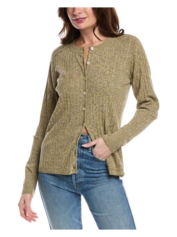 womens Chevron Rib Cardigan, s, Green
