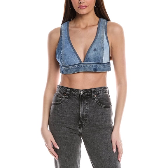 RE/DONE womens Denim Bra, xs, Blue