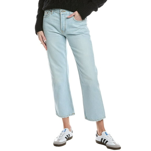RE/DONE womens  Easy Straight Acqua Crop Jean, 24, Blue