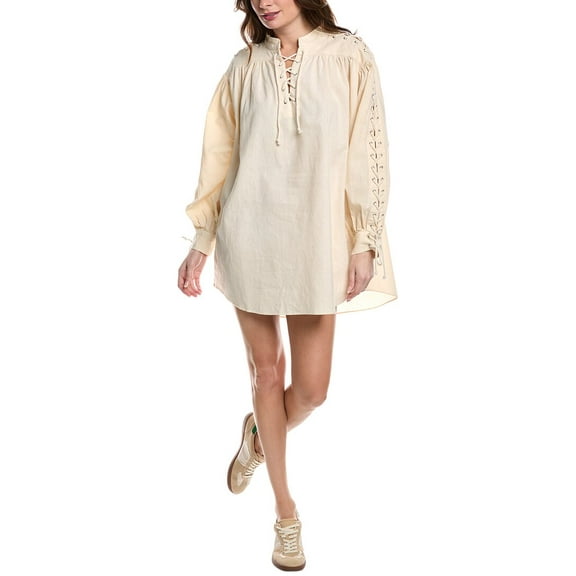 RE/DONE womens Pirate Linen-Blend Mini Dress, xs, White