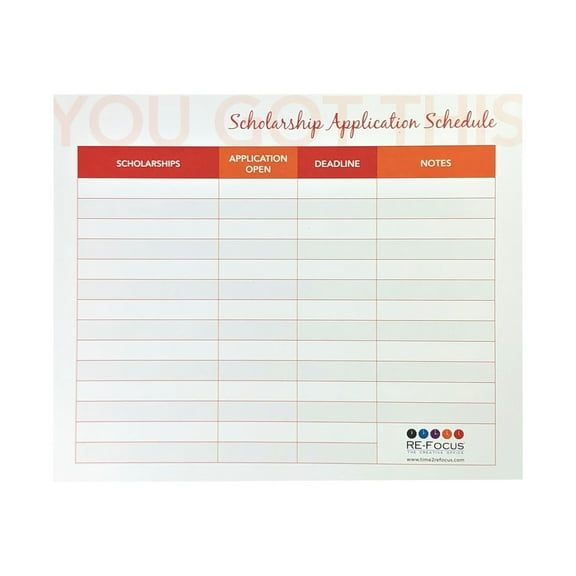 RE-FOCUS THE CREATIVE OFFICE 11.5 x 9.5 Inch College Timeline/Organizer/Planner, 6 pack