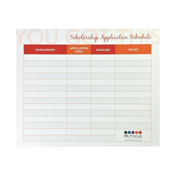 RE-FOCUS THE CREATIVE OFFICE 11.5 x 9.5 Inch College Timeline/Organizer/Planner, 6 pack