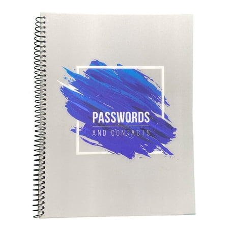 RE-Focus The Creative Office Durable Spiral Password Organizer, Large, Blue