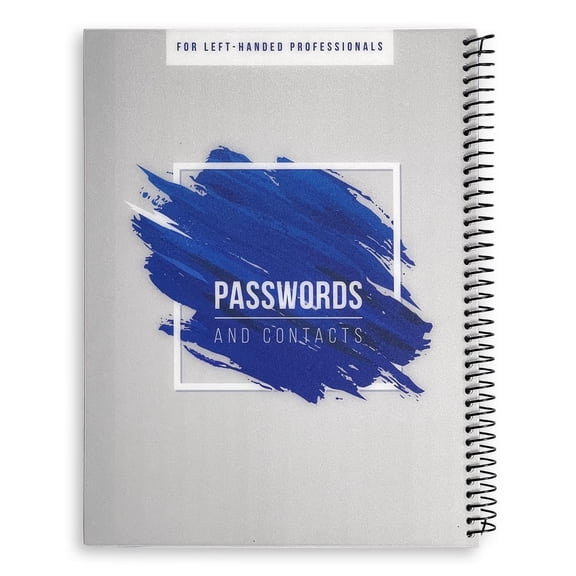 RE-FOCUS THE CREATIVE OFFICE Left-Handed Password Log Book, Blue, 96 Pages, 1 Count, 1 Pack