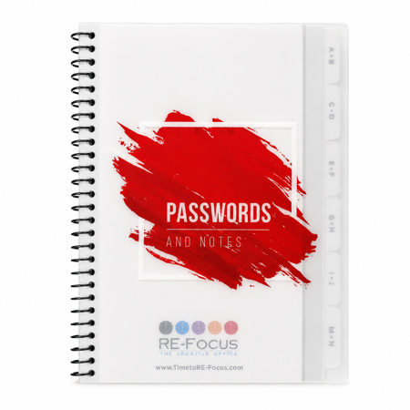 RE-Focus The Creative Office Mini Password Organizer Book, Red