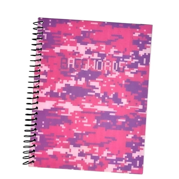 RE-Focus The Creative Office Mini Password Book, Alphabetical Tabs, Spiral Binding, Pink Camouflage